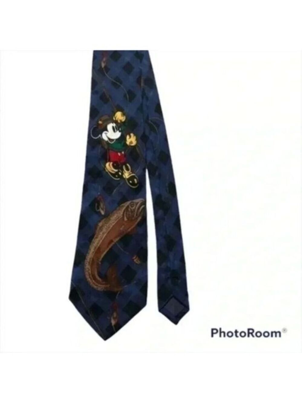 The Disney Store Mickey Mouse Fishing Tie Silk Men’s Fish Character Walt…